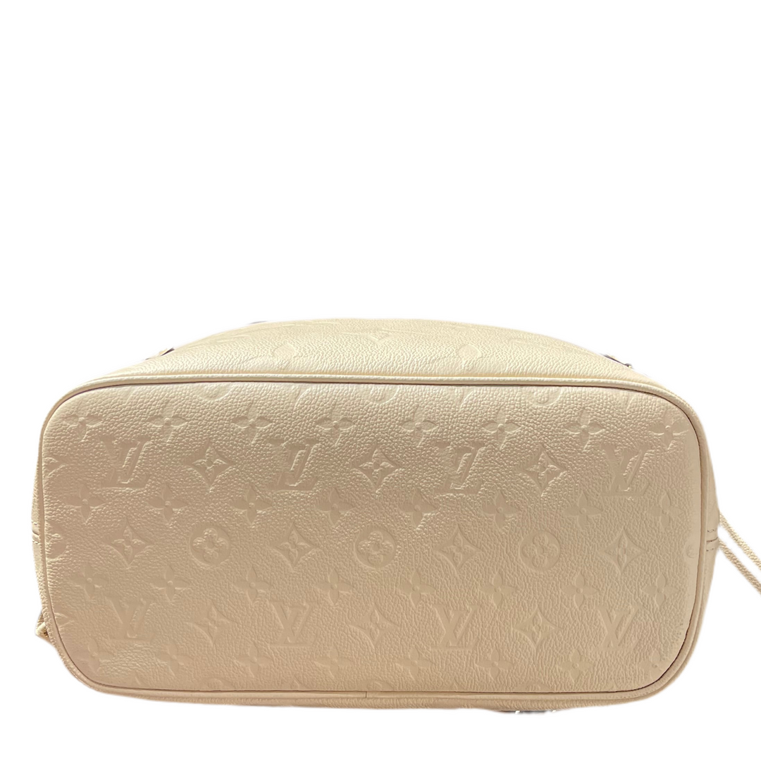 Louis Vuitton Neverfull MM Leder Empreinte Monogram Giant Creme Weiß Braun Pochette