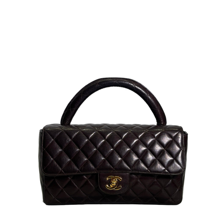 Chanel Tasche Coco Handle Lambskin Marrone HW Gold