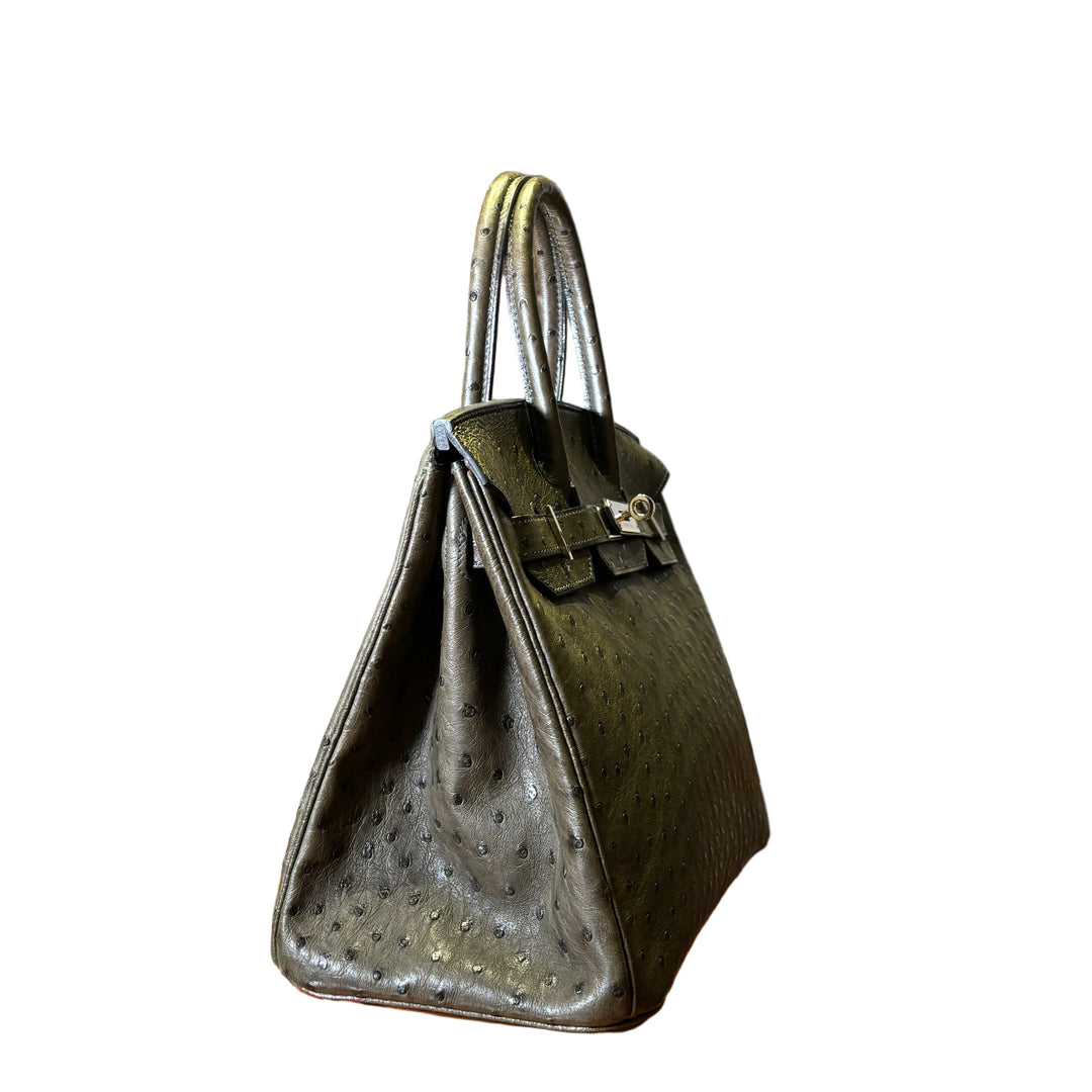 Hermes Birkin 30 Straußenleder Vert Olive Hardware Palladium
