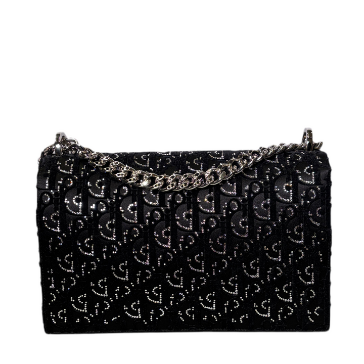 Christian Dior Tasche Diorama Oblique Medium Samt Schwarz Swarowski Steine Hardware Silber