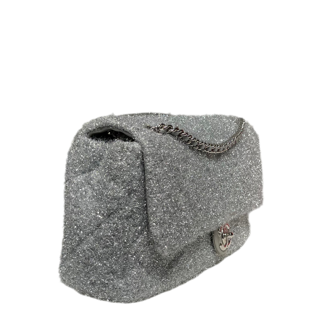 Chanel Tasche Timeless Pluto Glitter  Lurex Quilted Flap Stoff/Leder Grau Hardware Silber ID:24******=2017/2018