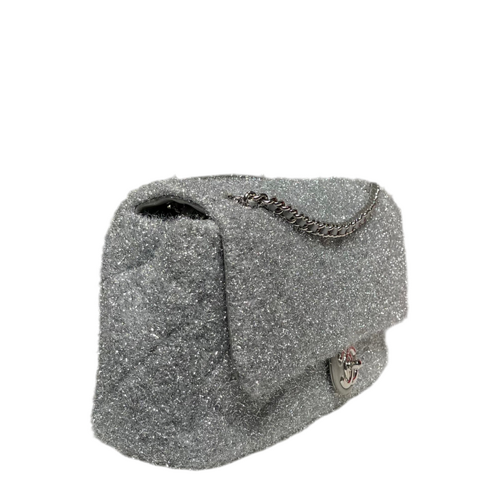 Chanel Tasche Timeless Pluto Glitter  Lurex Quilted Flap Stoff/Leder Grau Hardware Silber ID:24******=2017/2018