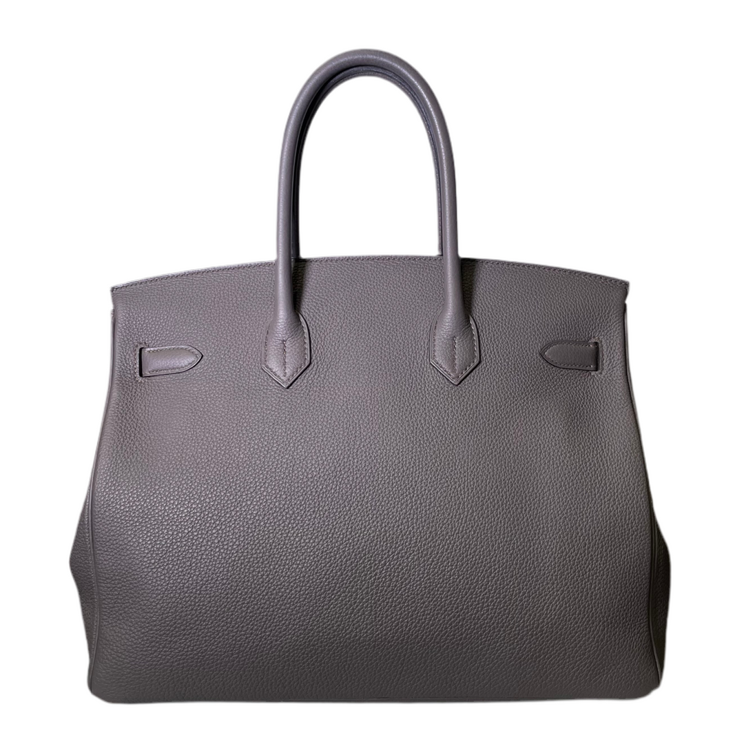 Hermes Birkin 35 Togo Leder Gris Etain Hardware Palladium