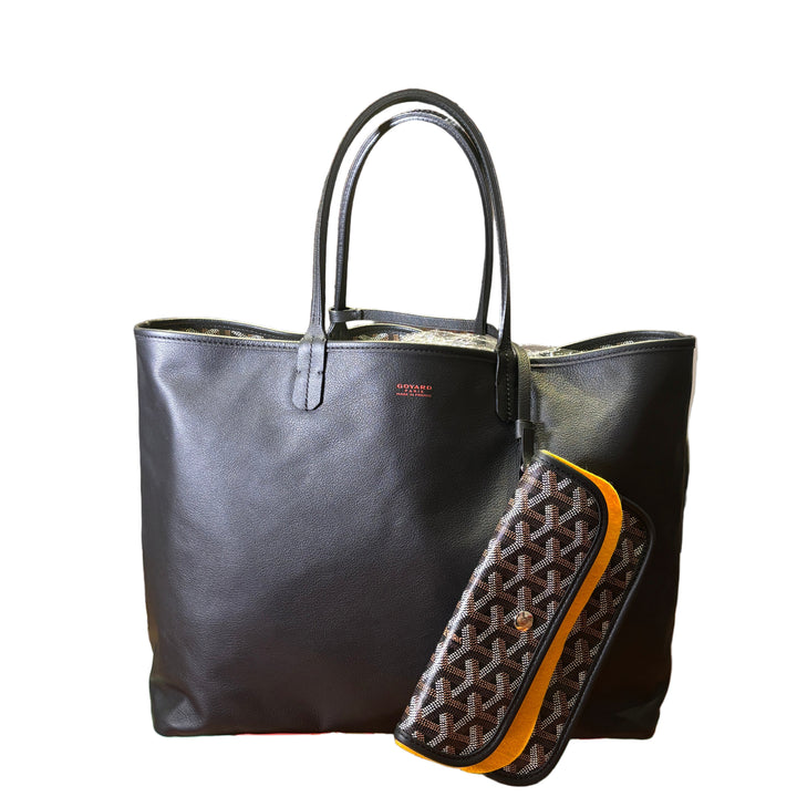 Goyard Tasche Anjou Reversible PM / Pochette Canvas Schwarz Braun Creme Honore Paris / Leder Schwarz