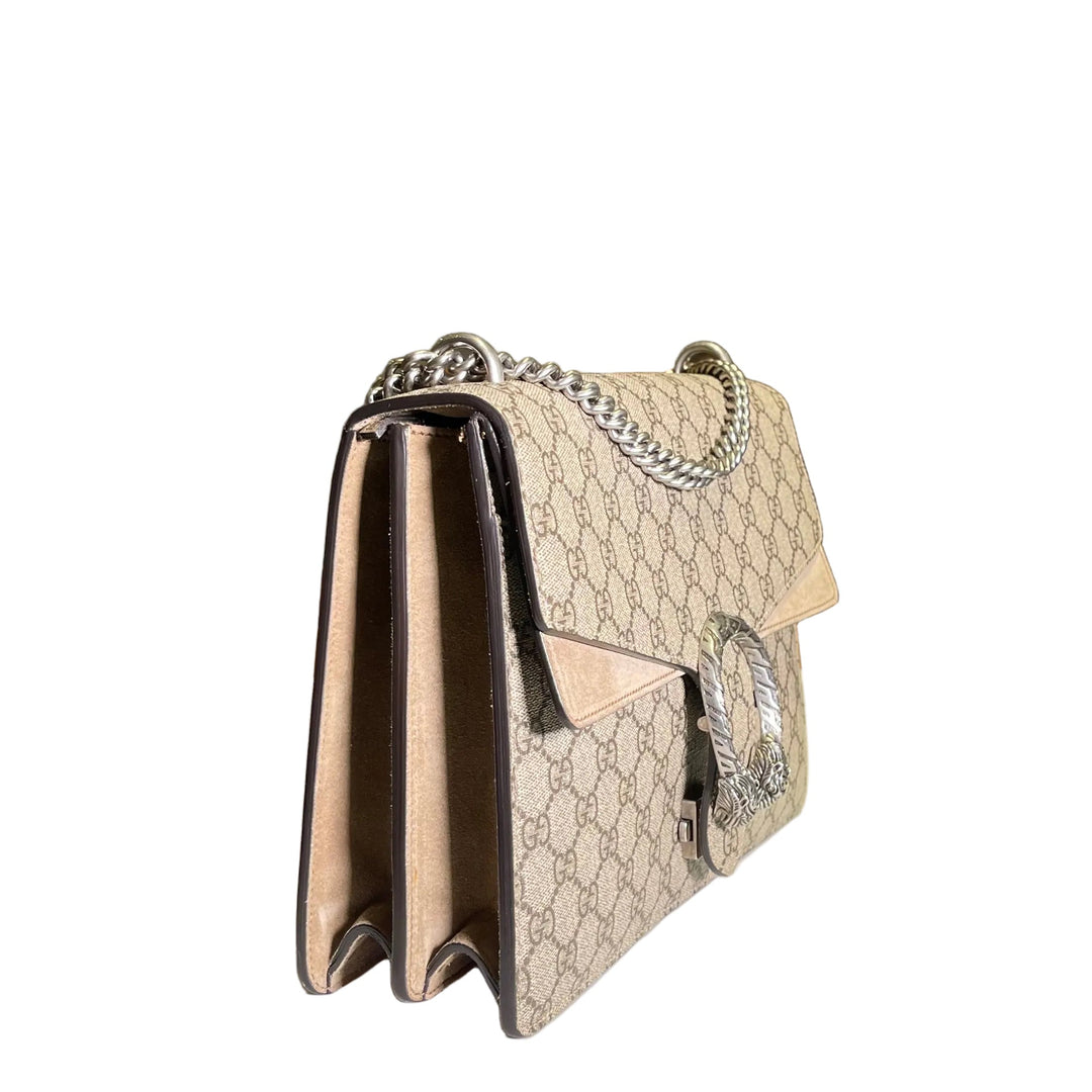 Gucci Tasche Dionysus GG Monogram Wildleder beige Hardware eloxiert