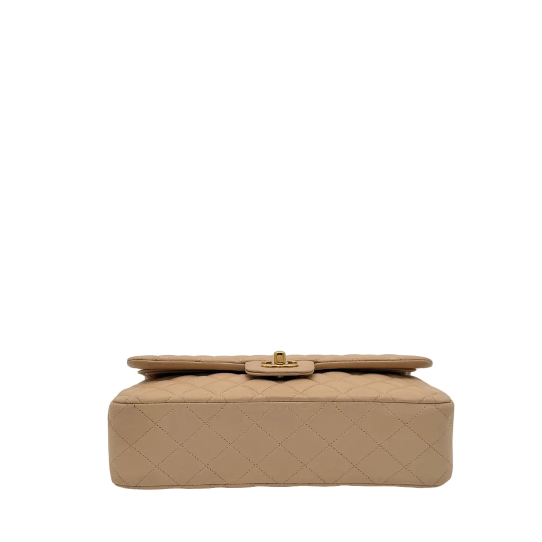 Chanel Timeless 11.12 Nappa Leder Beige Hardware Gold