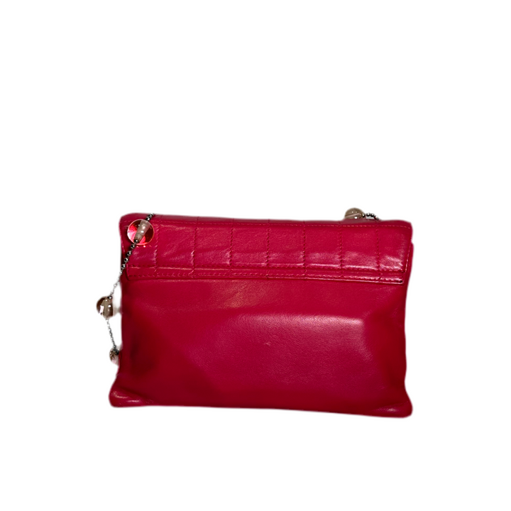 Chanel Tasche Vintage Nappaleder Pink mit Schmuck Glasperlen Hardware Silber