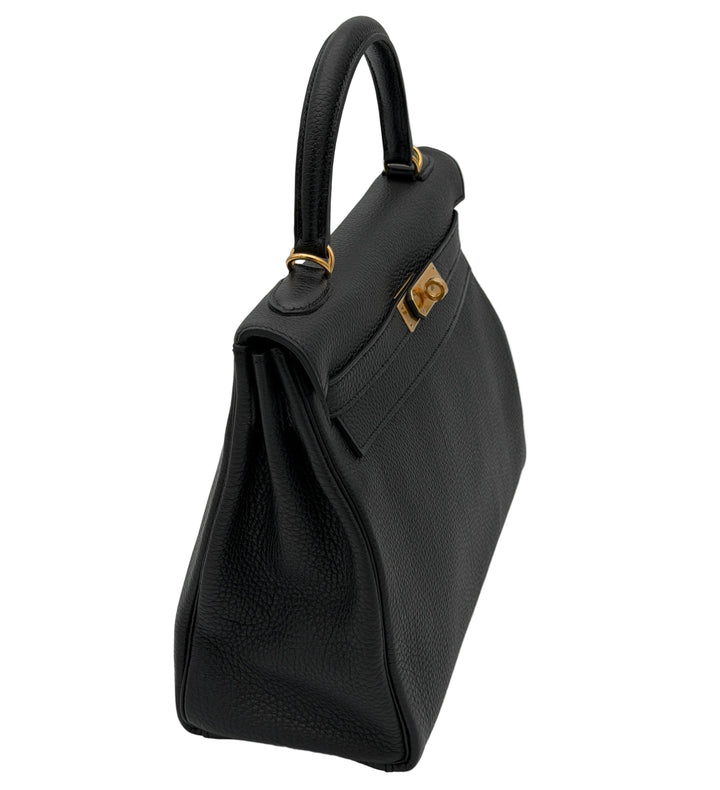 Hermes Kelly 32 Retourne Togo Leder Schwarz Hardware Gold