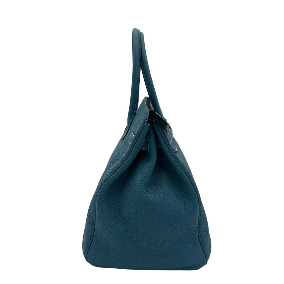 Hermes Birkin 35 Blue Jeans Togo Leder Hardware Brass Palladium