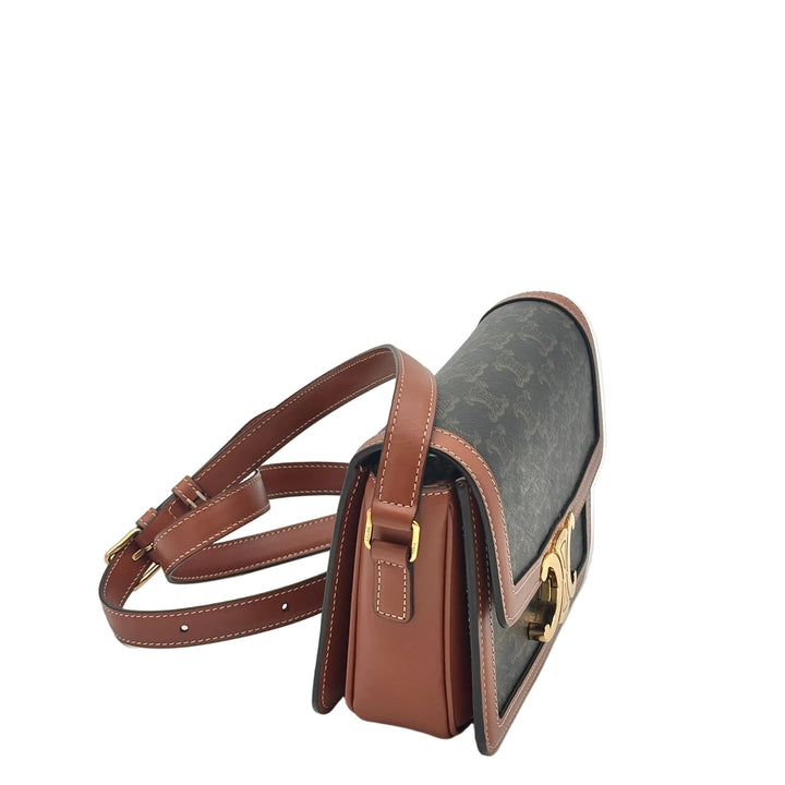 Celine Tasche Teen Triomphe Canvas/Leder Braunmit Schultergurt HW Gold