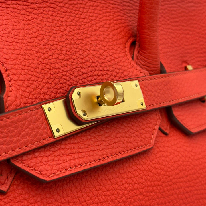Hermes Bikin 35 Retourne Togo Leder Capucine Hardware Gold