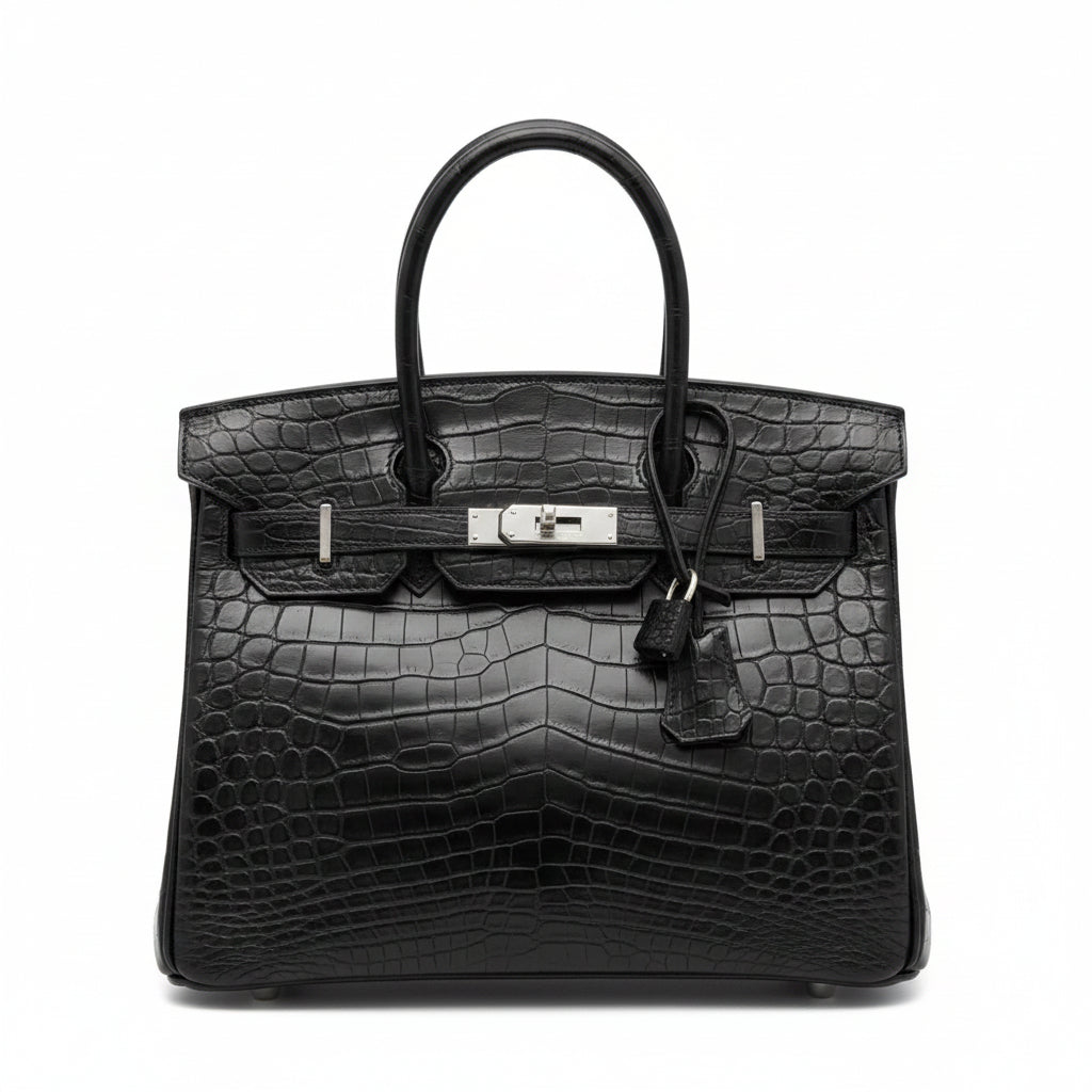 Hermes Birkin 30 matte Niloticus Leder schwarz Hardware Palladium