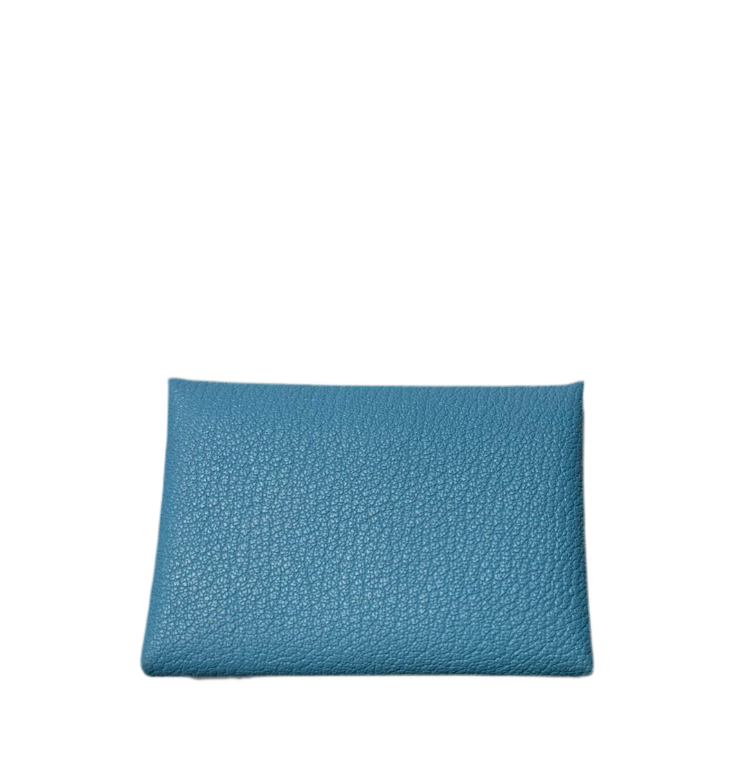 Hermes Portefeulle Duo Compact Chevre Palladium Celeste