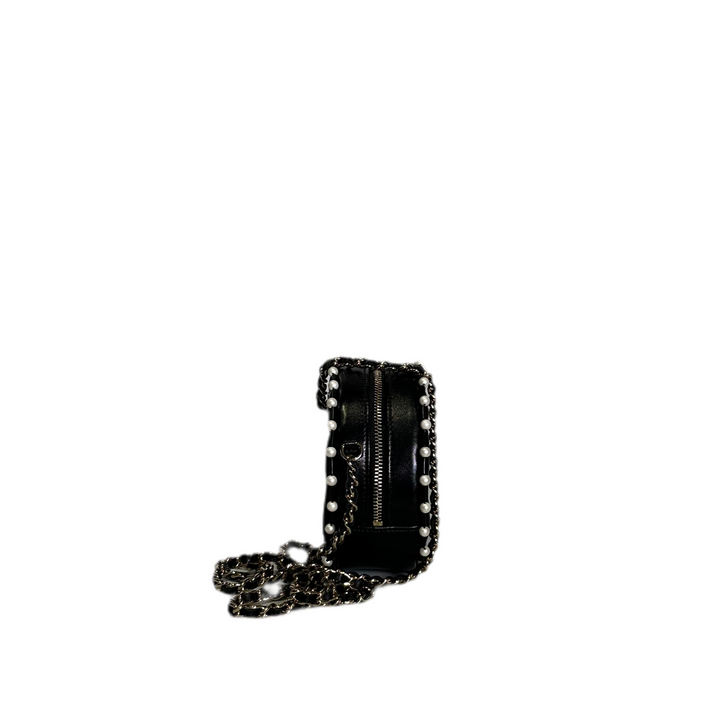 Chanel Tasche Coco Mark Perlen schwarz Nappa Leder Hardware Gold