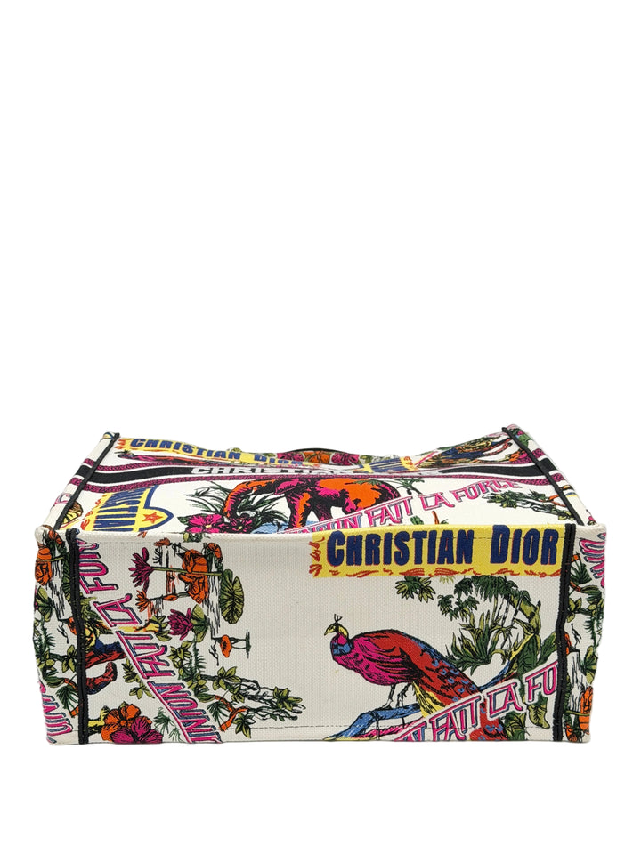 Christian Dior Tasche Booktote Canvas Indian Animals Bunt Weiß l'Union Fait la Force