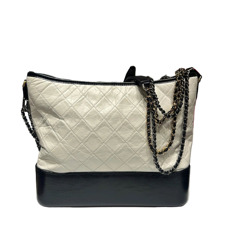 Chanel Tasche Gabrielle Large Vintage Leder Weiß Schwarz