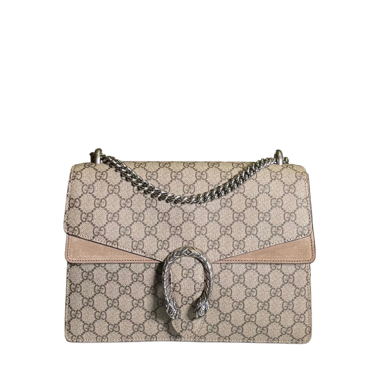 Gucci Tasche Dionysus GG Monogram Wildleder beige Hardware eloxiert