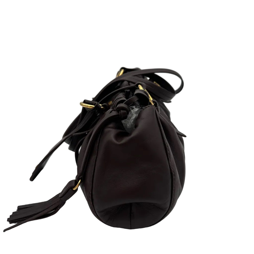 Miu Miu Tasche Joie Nappaleder Braun Tabak Logo Hardware Gold