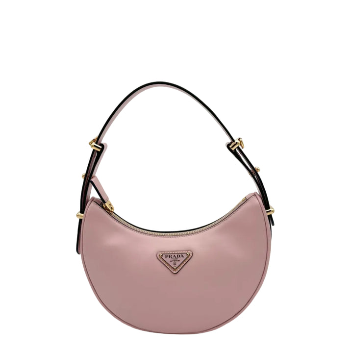 Prada Tasche Arqué Small Leder Alabaster Logo mit Schulterriemen
