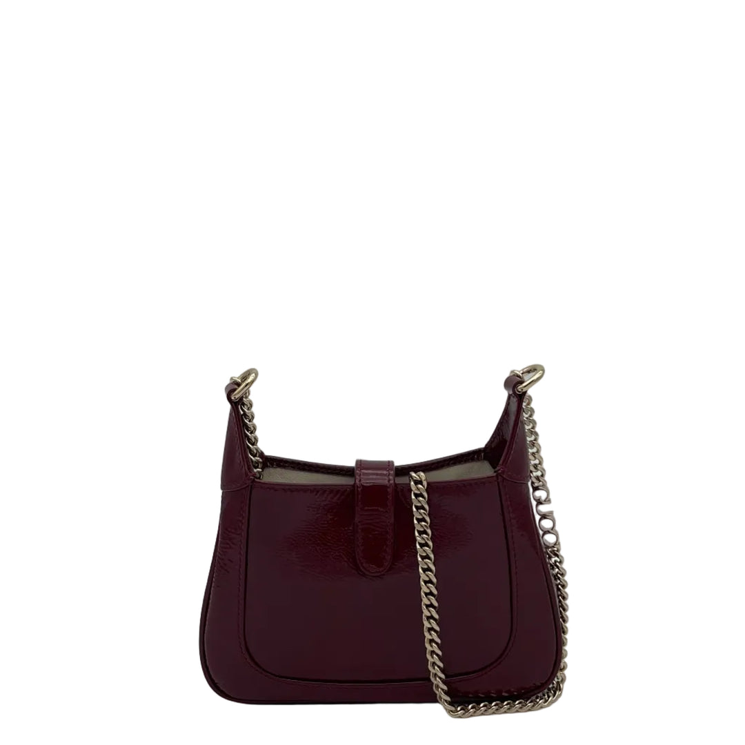 Gucci Tasche Jackie O Notte mini Crossbody Lack Rosso Ancora Eisgold Kette