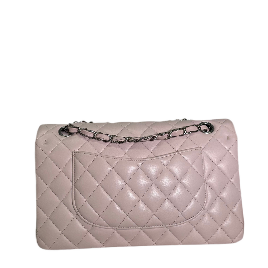 Chanel Tasche Timeless Medium 11.12 Nappaleder Zartrosa Gesteppt Hardware Silber