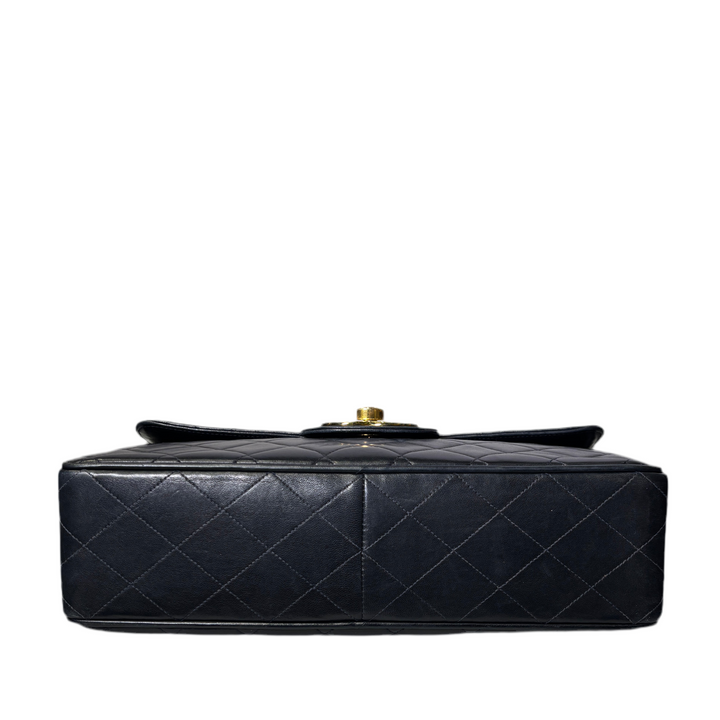 Chanel Tasche Classic Single Flap Vintage Jumbo Leder Dunkelblau Hardware Gold