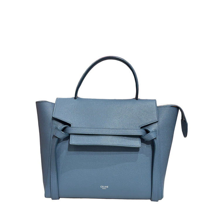 Celine Tasche Belt Bag Micro Leder Taubenblau Schulterriemen Hardware Silber