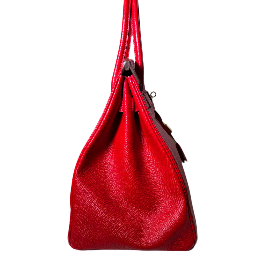 Hermes Birkin 35 Epsom Leder Rouge Casaque Hardware Gold