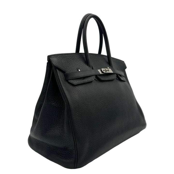 Hermes Bikin 35 Retourne Clemence Leder Schwarz Hardware Palladium