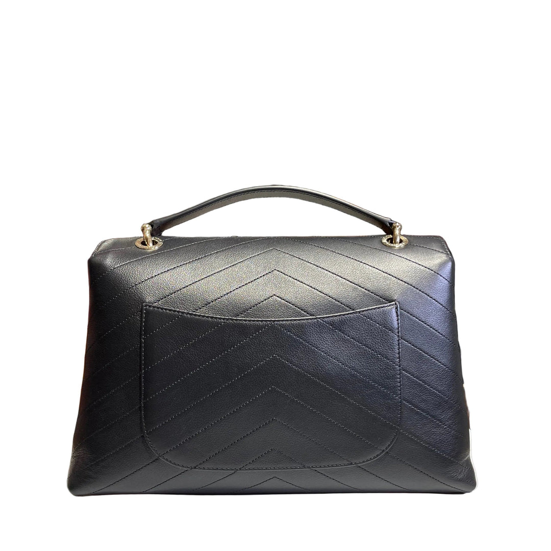 Chanel Tasche Top Handle 2 Way Chevron schwarz Eisgold