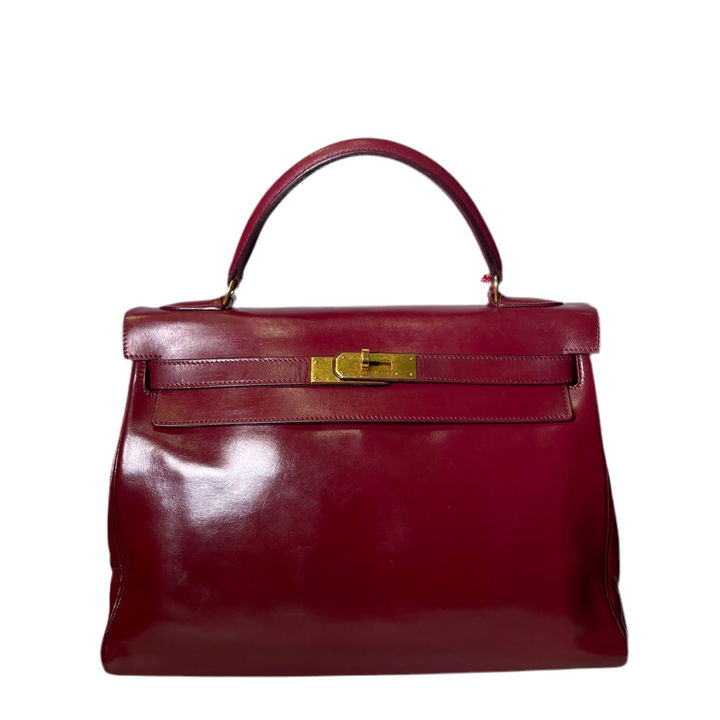 Hermes Kelly 32 Retourne Box Leder H Rouge Hardware Gold