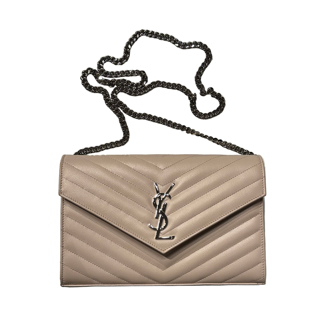 Saint Laurent Tasche Wallet on Chain Leder Rosa Hardware Silber