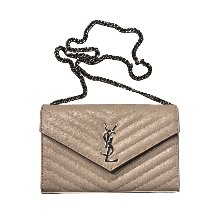 Saint Laurent Tasche Wallet on Chain Leder Rosa Hardware Silber