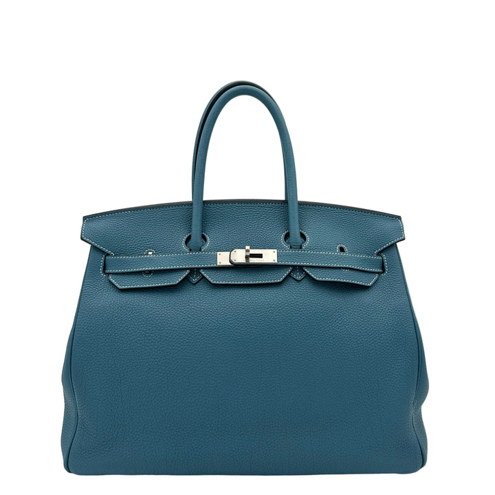Hermes Birkin 35 Blue Jeans Togo Leder Hardware Brass Palladium
