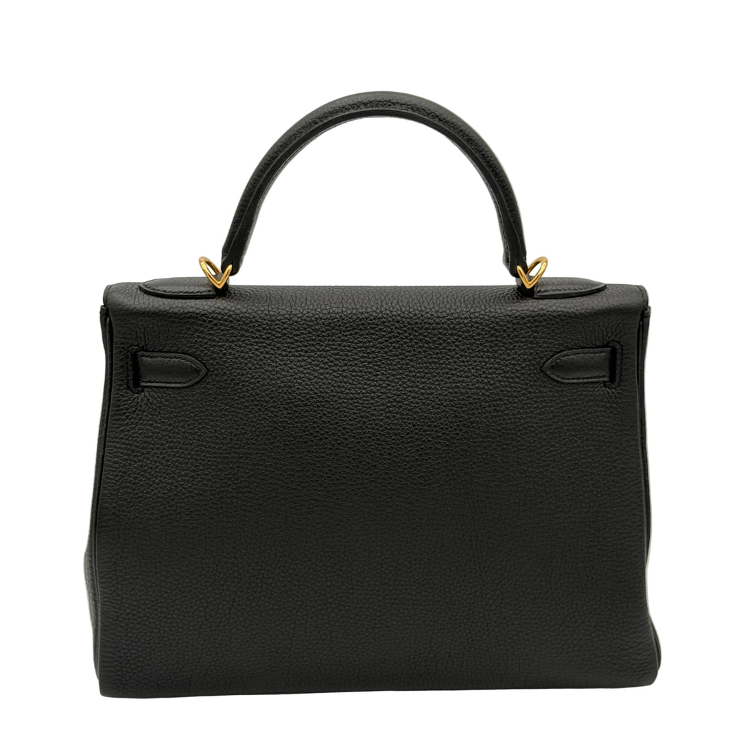 Hermes Kelly 32 Retourne Togo Leder Schwarz Hardware Gold