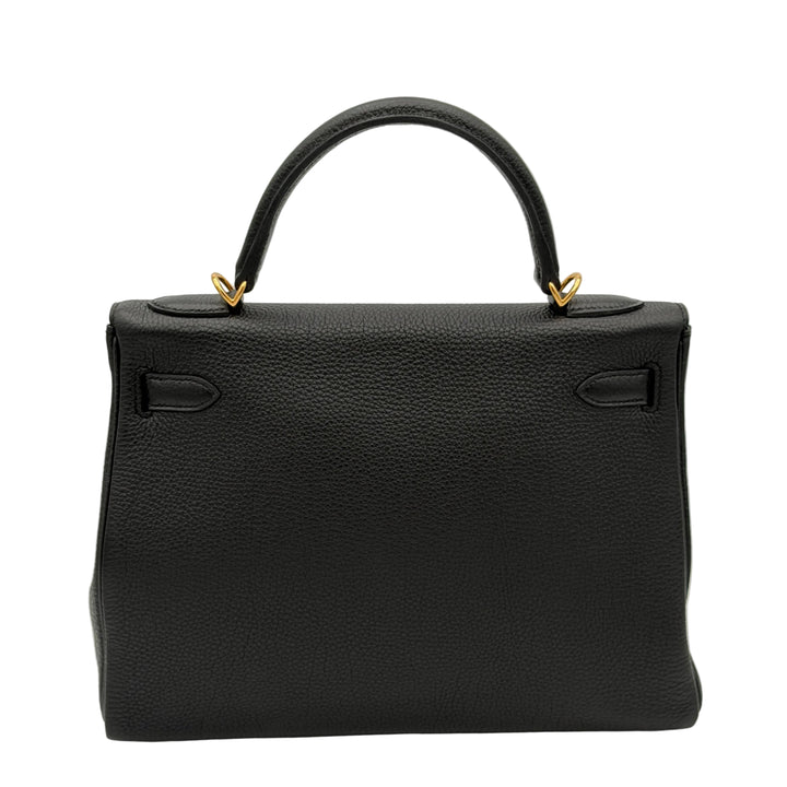 Hermes Kelly 32 Retourne Togo Leder Schwarz Hardware Gold