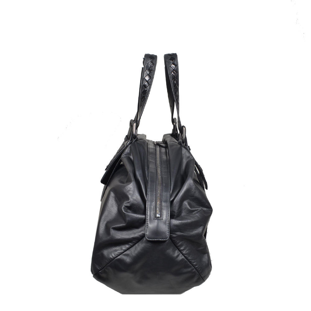 Bottega Veneta Leder Schwarz Hardware Eloxiert mit Studs