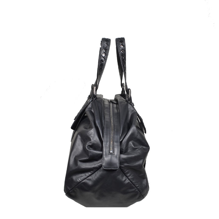 Bottega Veneta Leder Schwarz Hardware Eloxiert mit Studs