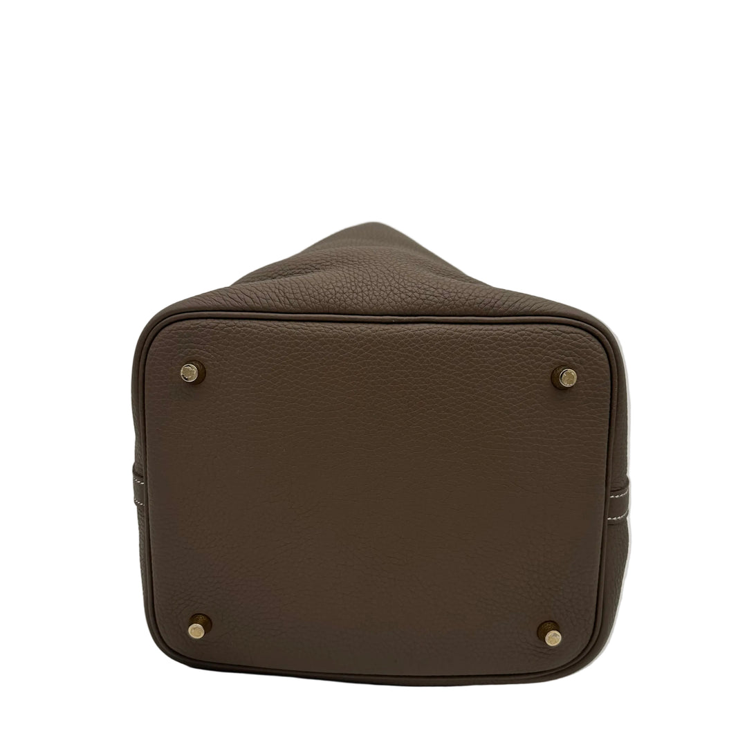 Hermes Tasche Picotin Lock 22 Clemence Leder Etoupe Hardware Gold
