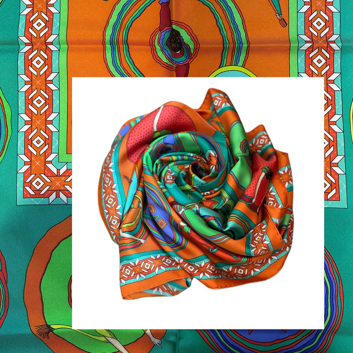 Hermes Carre Belles du Mexique  Orange  Seide 90 x 90 cm