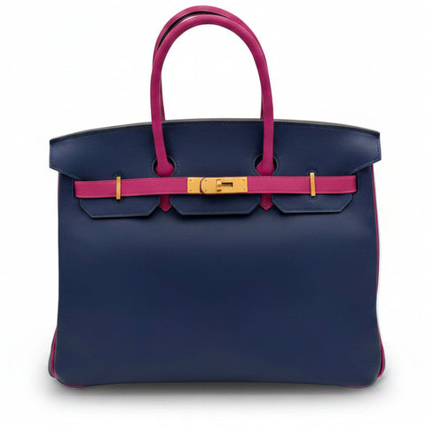 Hermes Birkin 35 Special Order Swift Leder Bleu Saphir/Rose Pourpre Hardware Gold Brushed Z= 2021