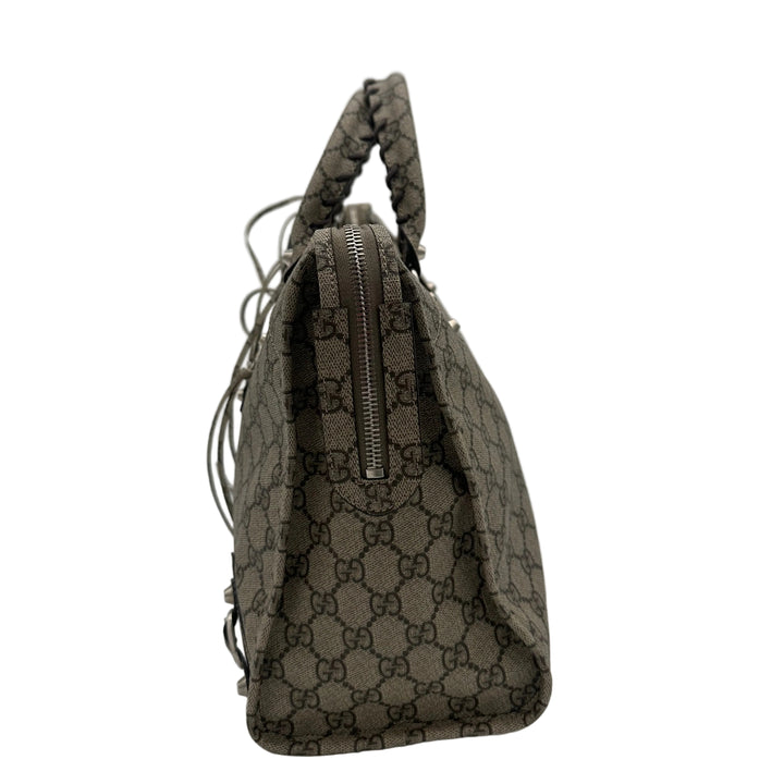Balenciaga X Gucci City Tasche GG Monogram Beige Hardware Silber mit Schultergurt und Spiegel