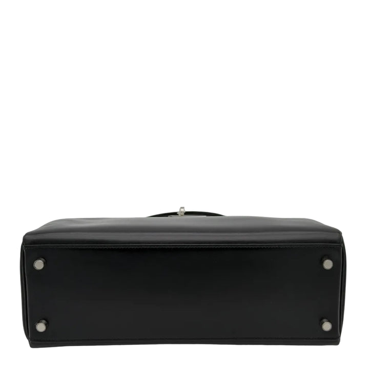 Hermes Kelly 32 Retourne Box Leder Schwarz Hardware Palladium