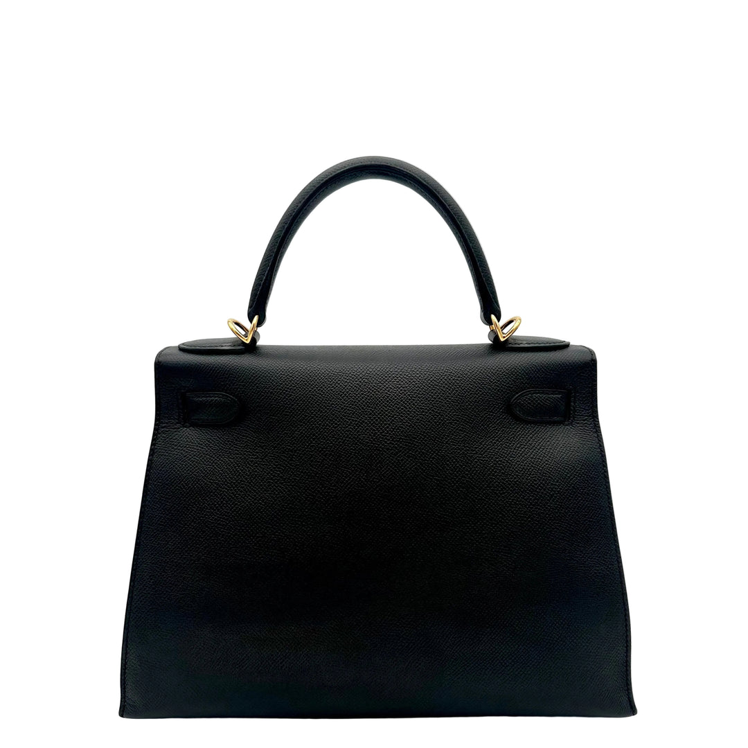 Hermes Kelly 28 Sellier Epsom schwarz Hardware Gold