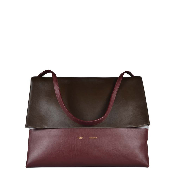 Celine All Soft Tri Color Leder dunkelrot hellblau olive Hardware Gold Tasche