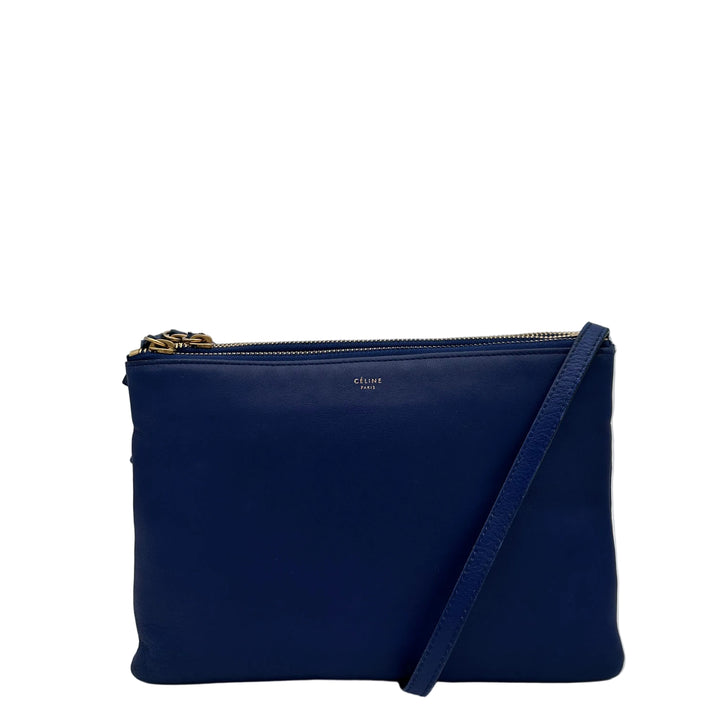 Celine Tasche Trio Leder Royal Blau Hardware Gold