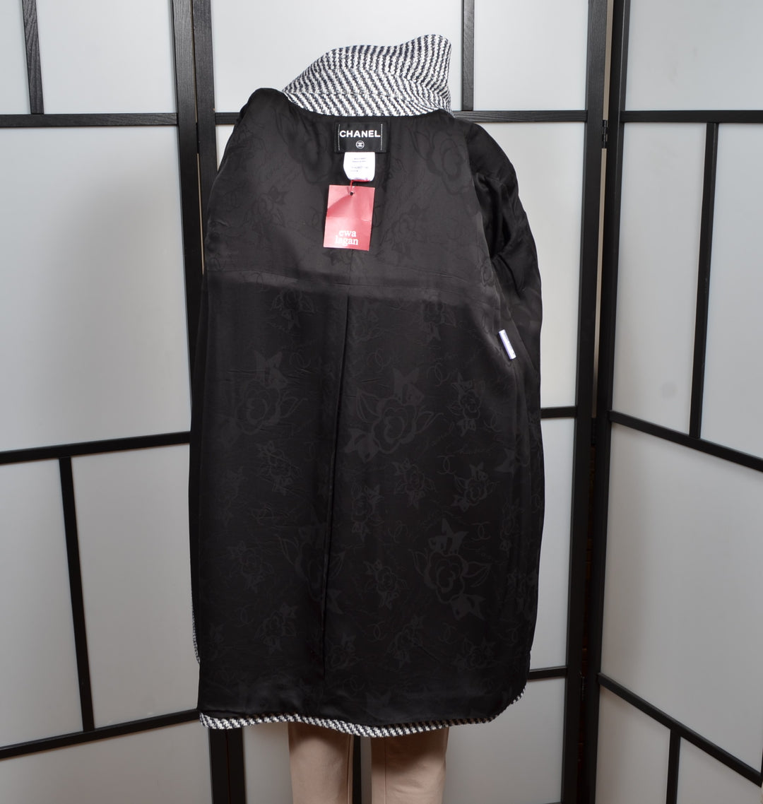 Chanel Coat Mantel White Blue Cotton Nylon Wool Size 48