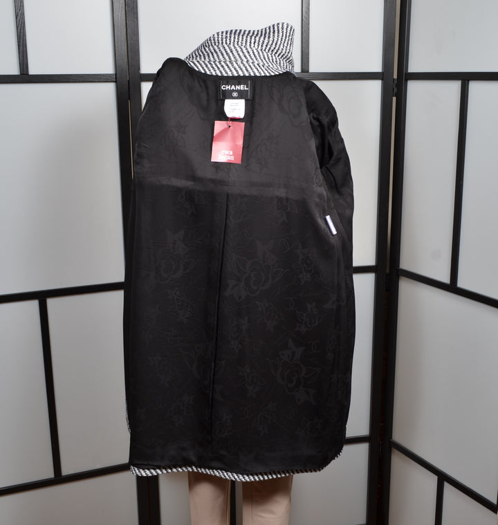 Chanel Coat Mantel White Blue Cotton Nylon Wool Size 48