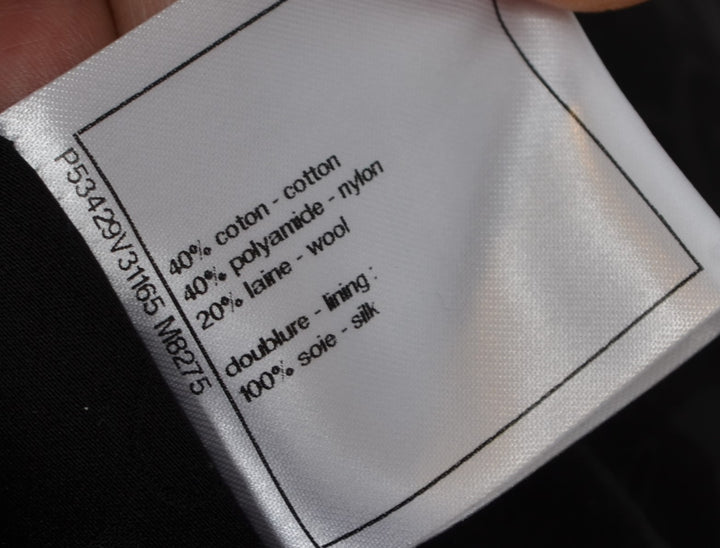 Chanel Coat Mantel White Blue Cotton Nylon Wool Size 48