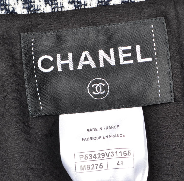 Chanel Coat Mantel White Blue Cotton Nylon Wool Size 48